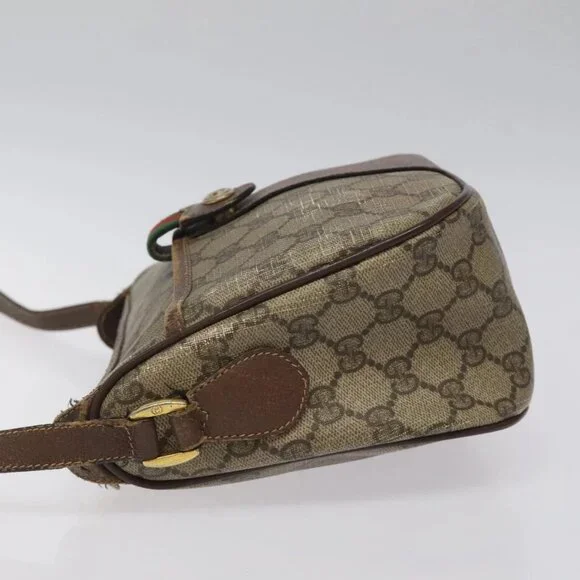 GUCCI GG Supreme Web Sherry Line Bag PVC Beige Gold 89 02 032 Auth - Picture 10 of 16